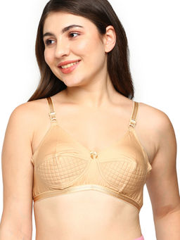 BLOSSOM - Woven Cotton Lower Cup Support Full Coverage Beige Bra