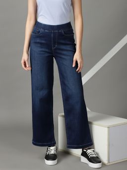 SHOWOFFFF - Women's Stretchable Clean Look Navy Blue Straight Fit Jeans