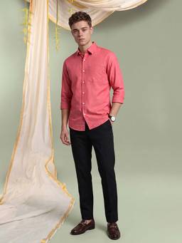 Peter England - Men Pink Slim Fit Formal Shirt