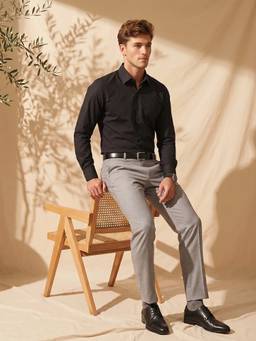 Peter England - Men Black Regular Fit Formal Shirt