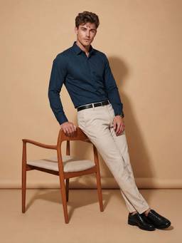 Peter England - Men Navy Blue Regular Fit Formal Shirt