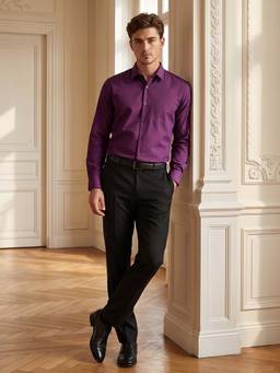Peter England - Men Purple Slim Fit Shirt