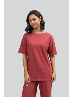 NeceSera - Side-Slit Lounge Ruby Long Top