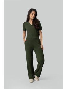 NeceSera - Olive Ottoman Rib Polo Top with Bottom