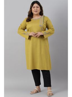W - Green Floral Winter Kurta
