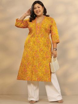 Libas - Mustard Floral Kurta