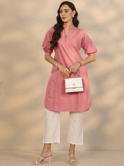Libas - Pink Solid Kurta