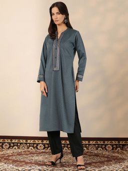 Libas - Blue Woven Kurta