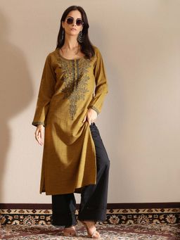 Libas - Mustard Embroidered Kurta