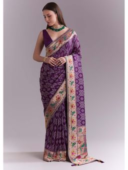 KALKI FASHION - Purple Woven Saree with Unstitched Blouse