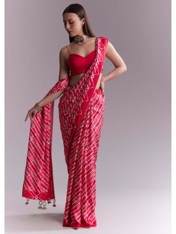 KALKI FASHION - Pink Embroidered Saree with Unstitched Blouse