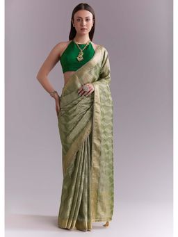 KALKI FASHION - Green Woven Saree with Unstitched Blouse