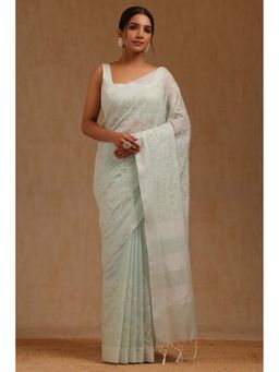 Soch - Blue Embroidered Saree with Unstitched Blouse