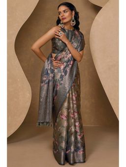 Soch - Grey Woven Saree with Unstitched Blouse