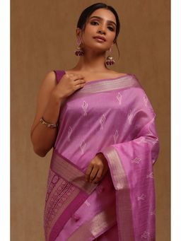 Soch - Lavender Woven Saree with Unstitched Blouse