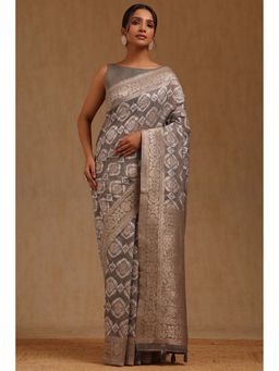Soch - Grey Woven Saree with Unstitched Blouse