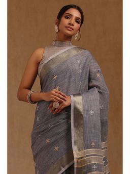 Soch - Blue Woven Saree with Unstitched Blouse