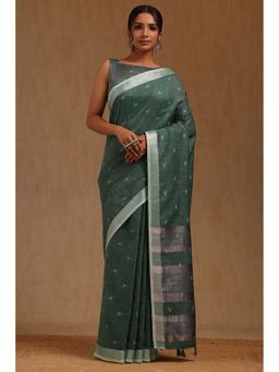 Soch - Teal Woven Saree with Unstitched Blouse