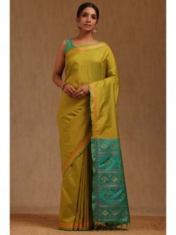Soch - Green Woven Saree with Unstitched Blouse