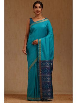 Soch - Blue Woven Saree with Unstitched Blouse