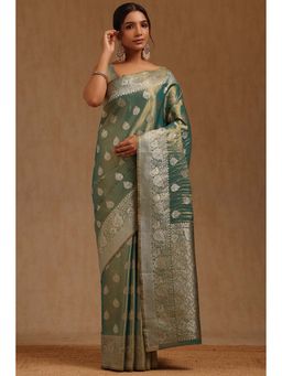 Soch - Olive Woven Saree with Unstitched Blouse