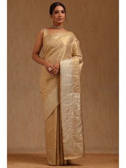 Soch - Beige Woven Saree with Unstitched Blouse