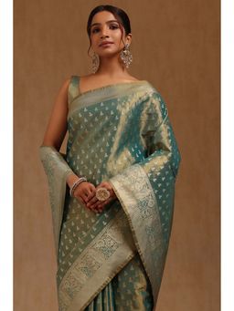 Soch - Blue Woven Saree with Unstitched Blouse