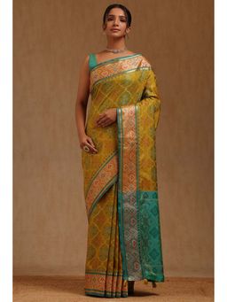 Soch - Green Printed Saree with Unstitched Blouse