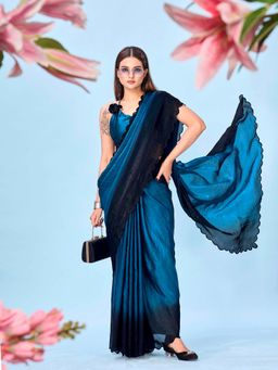 Tikhi Imli - Blue Ombre Saree with Unstitched Blouse