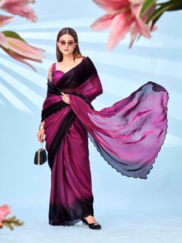 Tikhi Imli - Pink Ombre Saree with Unstitched Blouse