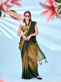 Tikhi Imli - Green Ombre Saree with Unstitched Blouse