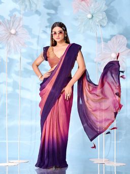 Tikhi Imli - Pink Ombre Saree with Unstitched Blouse