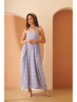 AMAGYAA - Blue Square Neck Maxi Dress