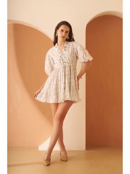 AMAGYAA - Cream Printed Mini Dress