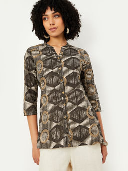 max - Women Printed Grey Straight Tunic