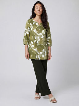 max - Green Women Printed Straight Kurti