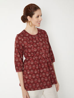 max - Women Maroon Printed Short Kurti