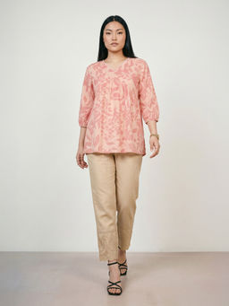 max - Women Peach Floral Printed A-Line Kurti