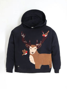 CHERRY CRUMBLE BY NITT HYMAN - Boys Black Embroidered Hoodie