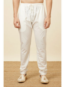 Diwas by Manyavar - White Cotton Solid Pyjama for Men