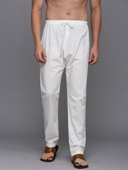 Diwas by Manyavar - Off White Cotton Solid Pyjama for Men