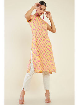Soch - Women Yellow Rayon Printed Kurta