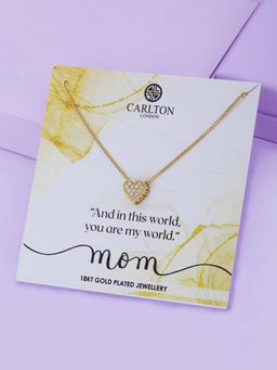 Carlton London - Gift Card Jewellery-18K Gold Plated Heart Shaped Cubic Zirconia Pendant With Chain
