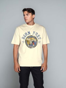 Wrangler - Men's Graphic Print Beige T-Shirt