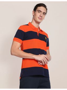 U.S. POLO ASSN. - Orange Ribbed Collar Cotton Polo T-Shirt