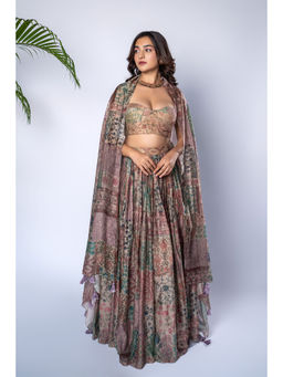 Shahmeen Husain - Mosaic Multi-color Printed Lehenga (Set of 3)