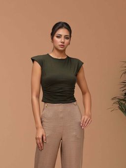 BROOWL - Green Pure Cotton Crop Top
