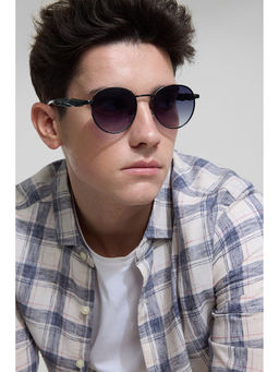Snitch - Stylish Round Black Grey Sunglasses
