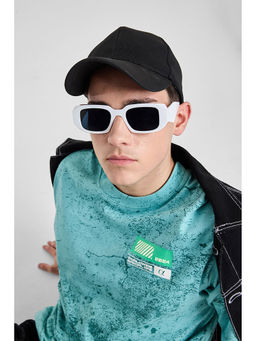 Snitch - Stylish Rectangle White Sunglasses