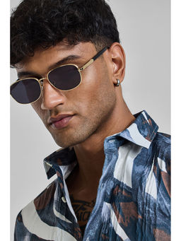 Snitch - Retro Oval Gold Sunglasses